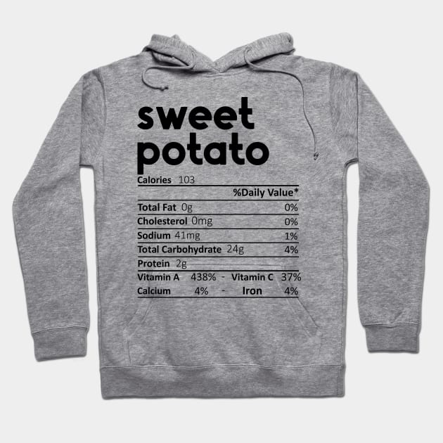 Sweet Potato Nutrition Facts Gift Funny Thanksgiving Costume Hoodie by DragonTees